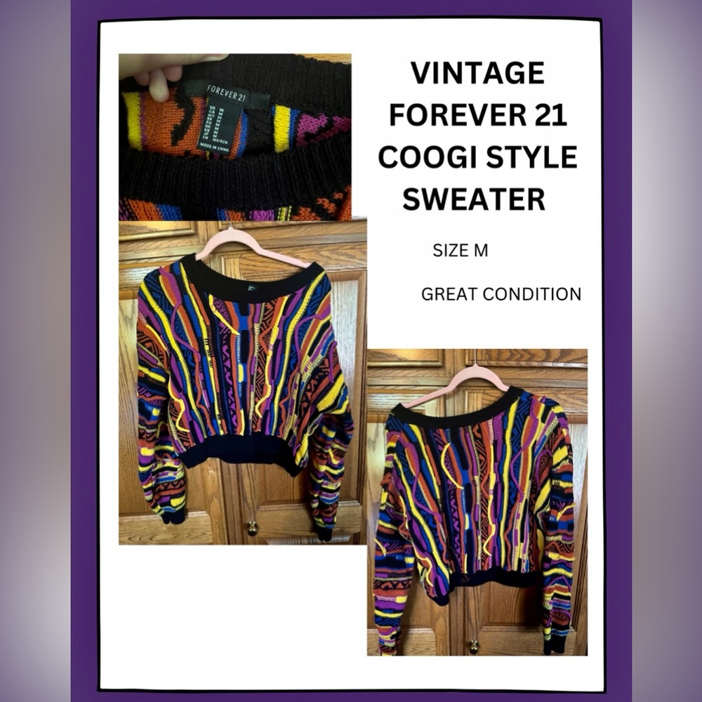 Forever 21 Cropped Coogi Style Sweater